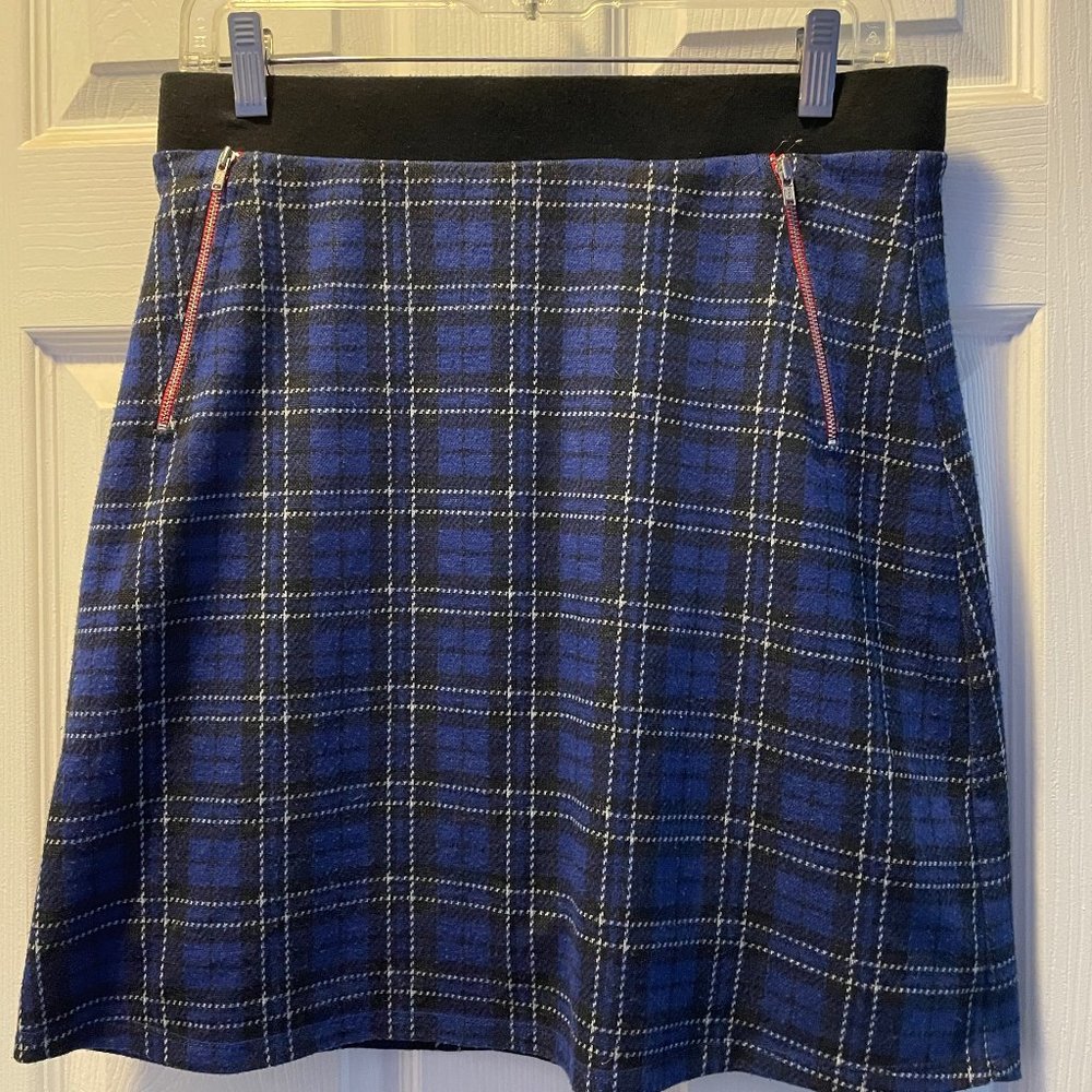 blue plaid skirt